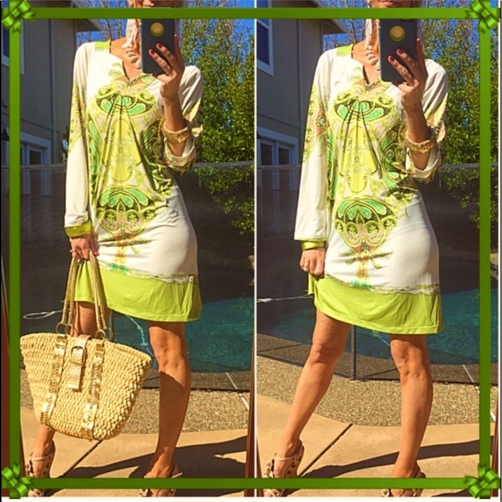 Knee length beautiful cover up. Perfect color for those sunny beach/pool days.